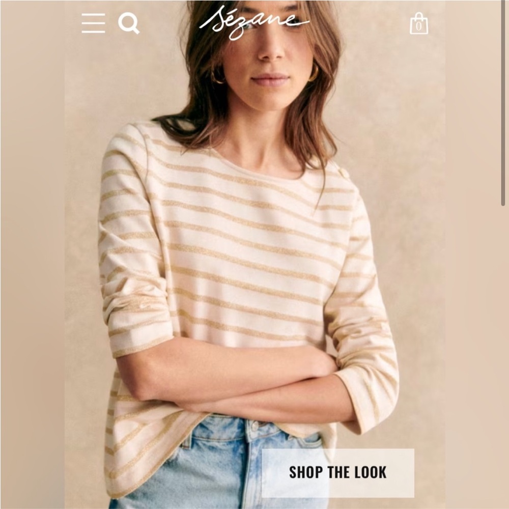 ✨Sezane Colette Top ecru/gold